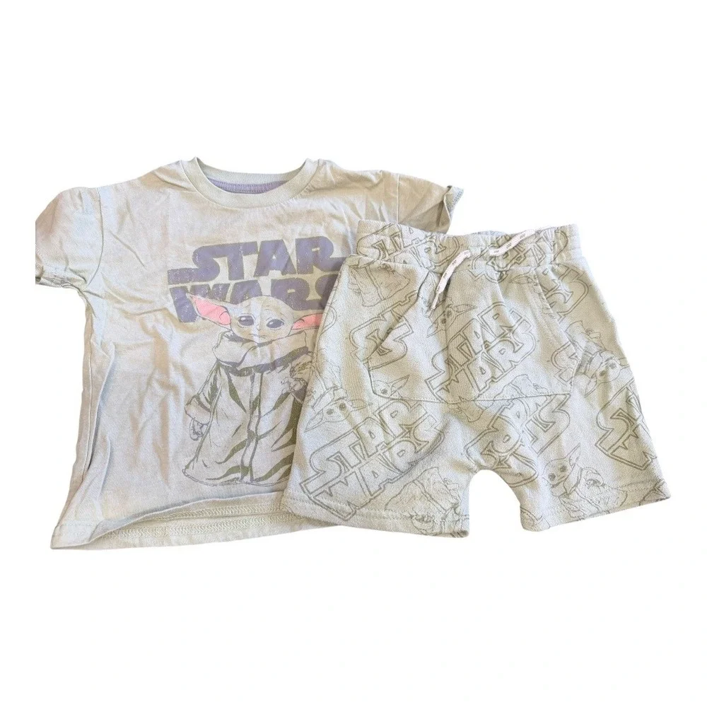 Star Wars Grogu Baby Yoda T-Shirt and Shorts Set‎ Sage Green Toddler 3T